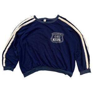 Vtg NYPD Crewneck Sweatshirt Cropped Fit Blue Sweater S/M